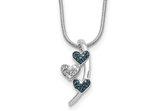 1/10 Carat (ctw) Blue & White Diamond Heart Pendant Necklace in Sterling Silver with Chain