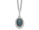 1/10 Carat (ctw) Blue & White Diamond Drop Pendant Necklace in Sterling Silver with Chain