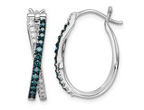 3/4 Carat (ctw) Enhanced Blue & White Criss-Cross Diamond Hoop Earrings in Sterling Silver