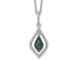 1/4 Carat (ctw) Blue & White Diamond Drop Pendant Necklace in Sterling Silver with Chain
