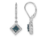 1/2 Carat (ctw) Enhanced Blue & White Diamond Dangle Earrings in Sterling Silver