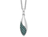 1/8 Carat (ctw) Blue Diamond Drop Pendant Necklace in Sterling Silver with Chain