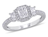 1.00 Carat (ctw G-H, SI1-SI2) Three-Stone Diamond Engagement Ring in 14K White Gold