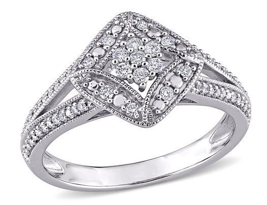 1/4 Carat (ctw H-I, I2-I3) Diamond Engagement Cluster Ring in 10K White Gold