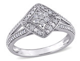 1/4 Carat (ctw H-I, I2-I3) Diamond Engagement Cluster Ring in 10K White Gold