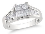 1 1/3 Carat (ctw H-I, I2-I3) Princess-Cut Diamond Engagement Ring in 14K White Gold
