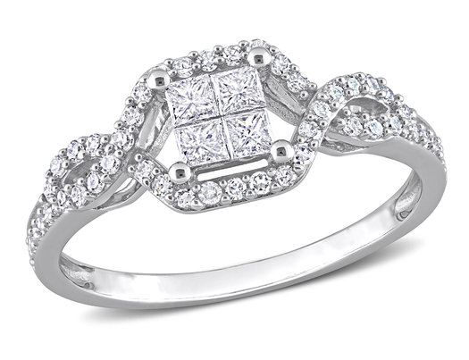 1/2 Carat (ctw H-I, I2-I3) Princess-Cut Diamond Engagement Ring in 10K White Gold