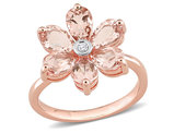 2.30 Carat (ctw) Morganite Flower Ring in 10K Rose Pink Gold