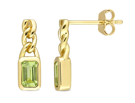 5/8 Carat (ctw) Octagon Peridot Link Earrings in 10K Yellow Gold