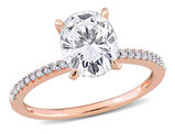 2.00 Carat (ctw) Lab-Created Oval Moissanite Solitaire Engagement Ring 14K Rose Gold with Diamonds