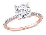 2.00 Carat (ctw) Lab-Created Cushion Moissanite Engagement Ring 14K Rose Gold