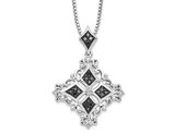 1/4 Carat (ctw) Black & White Diamond Geometric Pendant Necklace in Sterling Silver with Chain