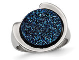 Blue Druzy Ring in Polished Stainless Steel