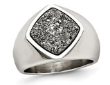 Silver Druzy Ring in Polished Stainless Steel