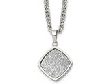 Silver Druzy Polished Stainless Steel Necklace (27 Inches)