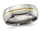 Men's Titanium Wedding Band Ring with Yellow Plated Inlay (8.00mm)