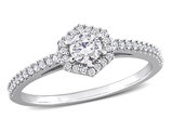 1/2 Carat (ctw H-I, I2-I3) Diamond Engagement Halo Ring in 14K White Gold
