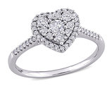 1/2 Carat (ctw  I2-I3, H-I) Diamond Heart Engagement Ring in 10K White Gold