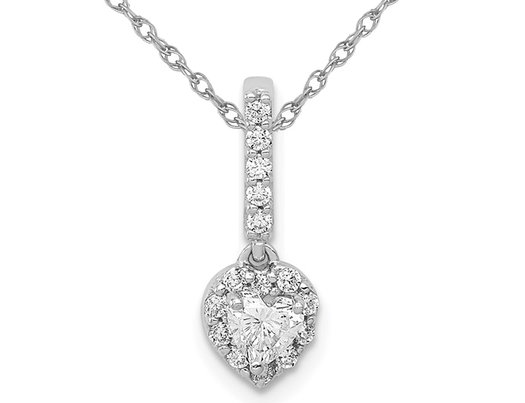 1/4 Carat (ctw) Diamond Heart Pendant Necklace in 14K White Gold with Chain