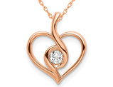 1/10 Carat (ctw SI1-SI2, H-I) Lab-Grown Diamond Heart Pendant Necklace in 14K Rose Pink Gold with Chain