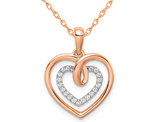 1/10 Carat Diamond (ctw) Heart Pendant Necklace in 14K Rose Pink Gold with Chain