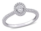 1/2 Carat (ctw H-I, I1-I2) Diamond Engagement Halo Ring in 14K White Gold