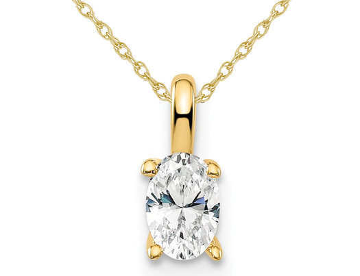 1/3 Carat (ctw H-I, SI1-SI2) Lab-Grown Diamond Solitaire Pendant Necklace in 14K Yellow Gold with Chain