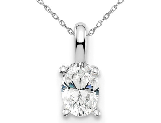 1/3 Carat (ctw H-I, SI1-SI2) Lab-Grown Diamond Solitaire Pendant Necklace in 14K White Gold with Chain