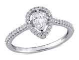 3/4 Carat (ctw I1-I2, H-I) Diamond Pear-Cut Halo Engagement Ring in 14k White Gold