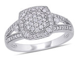 1/3 Carat (ctw H-I, I2-I3) Diamond Cluster Engagement Ring in 10K White Gold