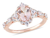 1.15 Carat (ctw) Morganite Ring in 10K Rose Pink Gold with White Sapphires