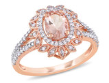 3/4 Carat (ctw) Morganite Ring in 10K Rose Pink Gold with Diamonds