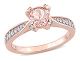 3/4 Carat (ctw) Morganite Engagement Ring in 14K Rose Pink Gold with Diamonds