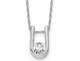 1/3 Carat (ctw H-I, I1-I2) Lab-Grown Diamond Solitaire U-Shape Pendant Necklace in 14K White Gold with Chain