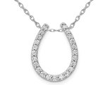 1/3 Carat (ctw H-I, SI1-SI2) Lab-Grown Diamond HorseShoe Charm Pendant Necklace in 14K White Gold with Chain