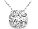 1/2 Carat (ctw H-I, SI1-SI2) Lab-Grown Diamond Solitaire Halo Pendant Necklace in 14K White Gold with Chain