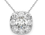 1.00 Carat (ctw H-I, SI1-SI2) Lab-Grown Diamond Solitaire Halo Pendant Necklace in 14K White Gold with Chain