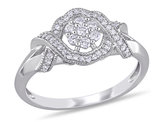 1/3 Carat (ctw H-I, I2-I3) Diamond Cluster Engagement Ring in 10K White Gold