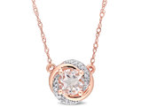 4/5 Carat (ctw) Morganite Swirl Pendant Necklace in 10K Rose Pink Gold and Chain