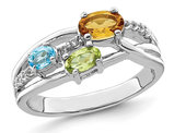 9/10 Carat (ctw) Blue Topaz, Peridot and Citrine Ring in Sterling Silver