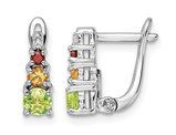 4/5 Carat (ctw) Garnet, CItrine & Peridot Hinged Earrings in Sterling Silver