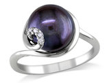 9-9.5mm Black Freshwater Cultured Pearl in Sterling Silver