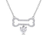 2/3 Carat (ctw) Lab-Created Moissanite Dog Bone Necklace in Sterling Silver with Chain