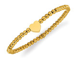 Heart Charm Yellow Plated Stainless Steel 4mm Stretch Bracelet