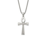 Stainless Steel Ankh Cross Pendant Necklace with Chain