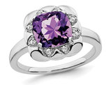 2.30 Carat (ctw) Amethyst Ring in 14K White Gold with Diamonds