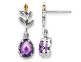 1.40 Carat (ctw) Amethyst Drop Vine Earrings in Sterling Silver