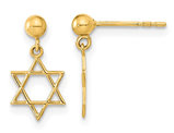 14K Yellow Gold Star of David Post Dangle Earrings