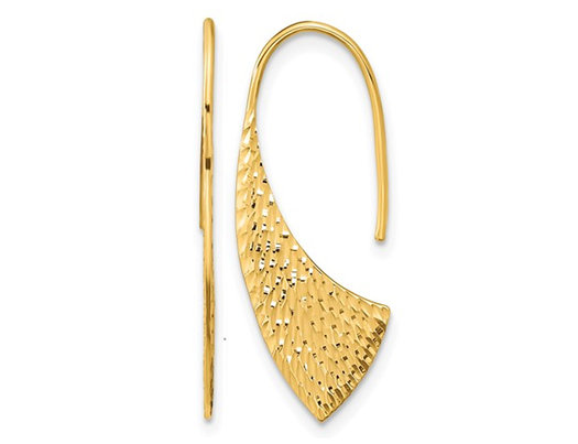 14K Yellow Gold Diamond-Cut Dangle Earrings