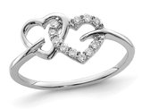 1/10 Carat (ctw) Diamond Heart Promise Ring in Sterling Silver